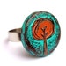 Turquoise and Rust Red Tree Ring, Retro Tree Ring, Tree Hugger Gift, Rustic Tree Adjustable Ring, Gift for Her, Girlfriend Gift, Wife Gift