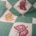 Vintage 1930s Butterfly Quilt Green and White With Multicolor Cotton Prints