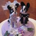 I only have eyes for you.. handsculpted clay Boston Terrier Dogs Bride and Groom Wedding Cake topper, anniversary, shower, vow renewal