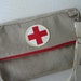 Re-Purposed Vintage Canvas Clutch Fold-Over/Shoulder Bag with Vintage Red Cross Patch