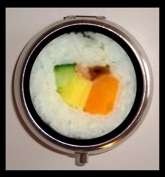Japanese Sushi Pillbox Pill Box Case Holder by sweetheartsinner