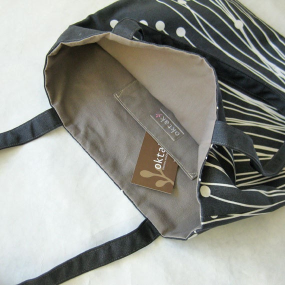 Tote bag modern pods on charcoal gray