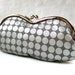 Eyeglass case kiss lock clasp purse silver dots on gray metallic modern geometric eyeglass holder soft eyeglass case pewter