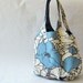 Tote bag blue flowers on natural