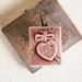 Heart with Rose and ribbons - love for her - claret garnet maroon - Valentine Ornament or gift tag