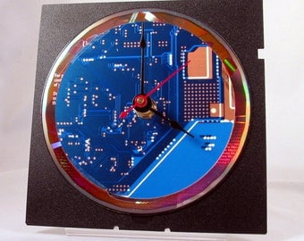 Computer Circuit Board Desk Clock (Blue)