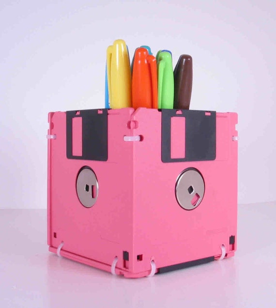 Floppy Disk Pen and Pencil Holder PINK