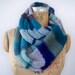 Long multicolor infinity scarf - mermaid blues - recycled ecofriendly yarns cowl