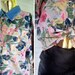 Floral and denim button down shirt - 90s denim collar flowered shirt Medium Large