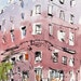 Original Cityscape Painting Ink Urban Watercolor New York City Sketch 5x7 Line and Wash - Corner Building by David Lloyd