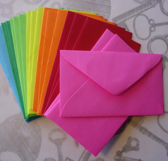 Items similar to 42 mini envelopes in bright colors for business cards ...