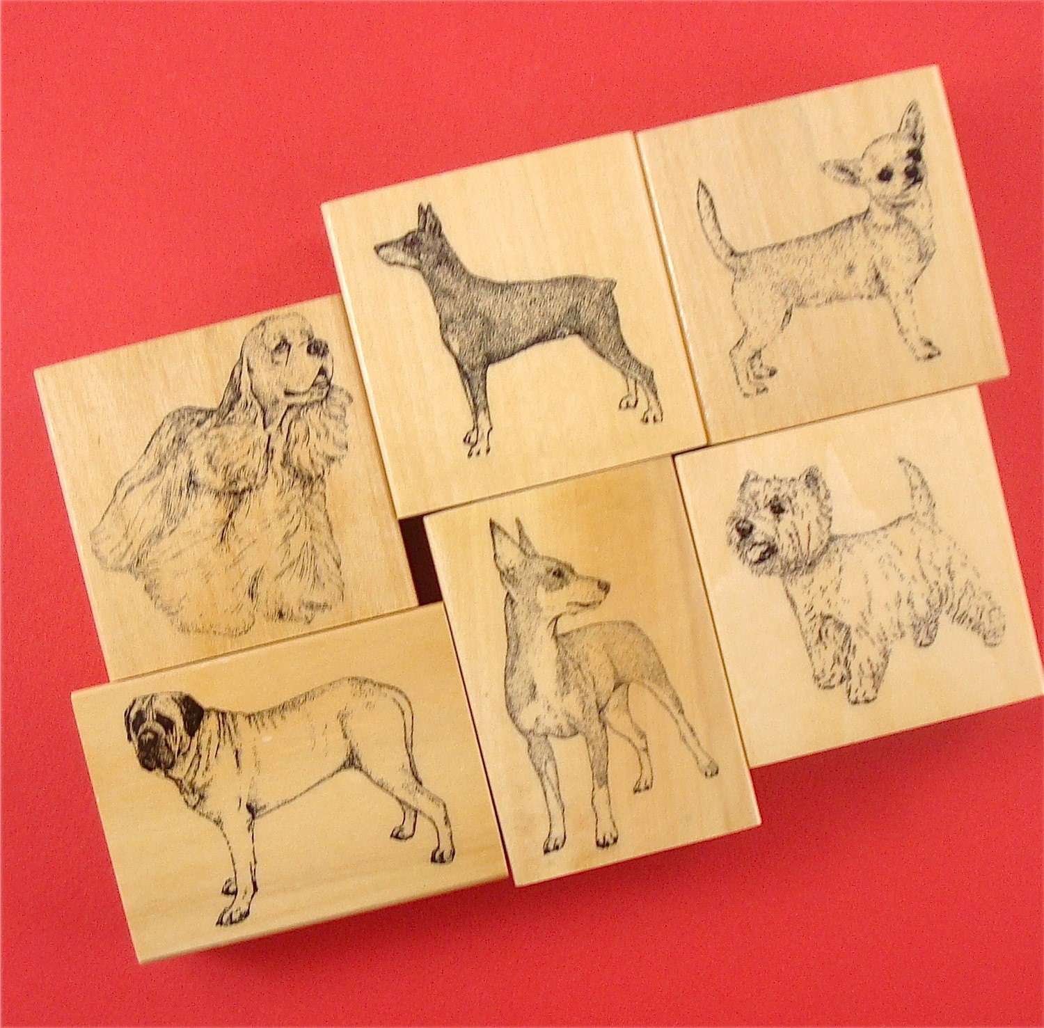 10 dog rubber stamps . CUSTOM VALUE set . your choice