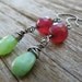 melon berry - peruvian opal and raspberry pink agate earrings - rustic silver