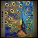 ORIGINAL Peacock Painting Large Abstract COLORFUL Blue Orange Yellow Textured Palette Knife Art 28x22 by BenWill