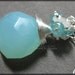 Chalcedony Rainbow Moonstone and Apatite Briolette Drop Pendant Necklace on 18" Figaro Chain