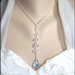 Wedding Swarovski Crystal Necklace Baroque Dangle Cluster AB Finish Sterling on Silver Figaro Chain Bride Bridal