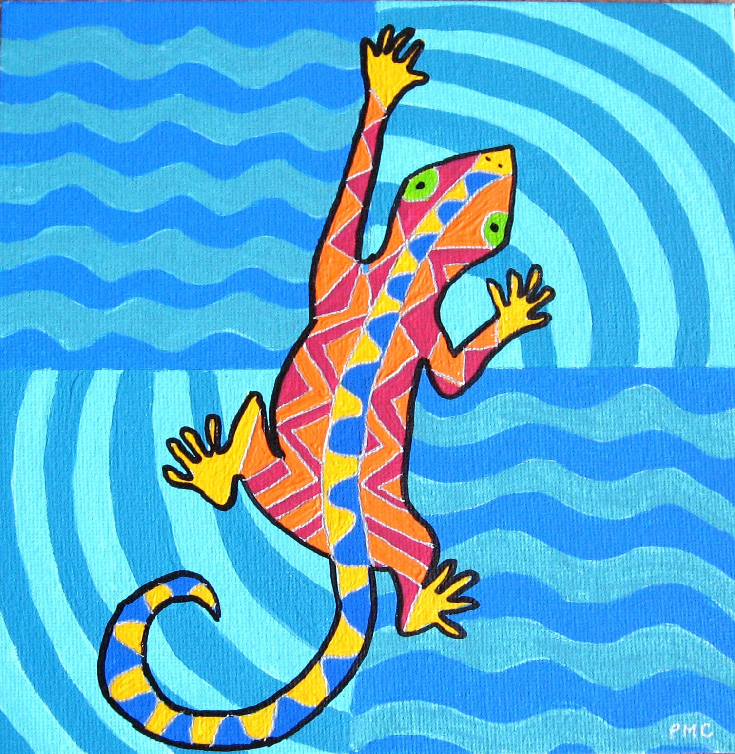 Fanciful Gecko Original Painting
