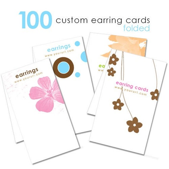 100 Custom Earring Cards Folded