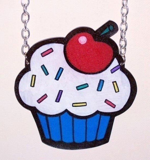 LARGE blue cupcake necklace by artallnight on Etsy