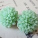 Mint Green Clip On Earrings. Chrysanthemums.