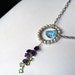 RESERVED - SALE - Sky Blue Topaz Moon, Creamy Freshwater Pearls and Amethyst and Peridot Stars Necklace on Sterling Silver Chain - The Moon and the Stars