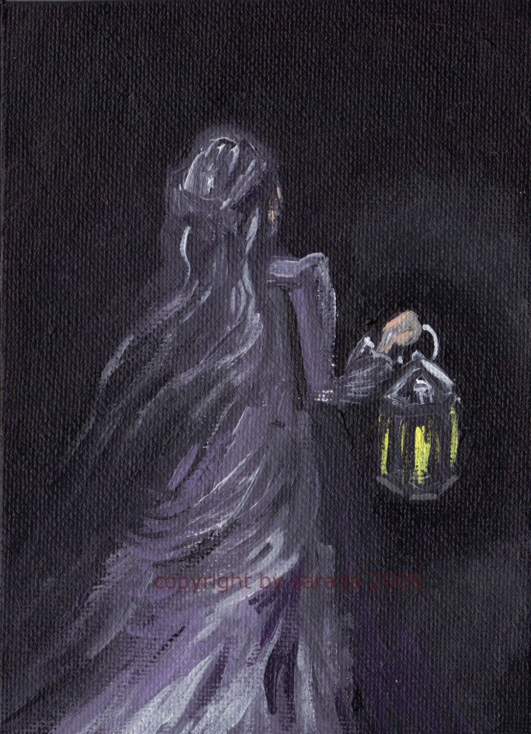 Original gothic ghost painting dark Victorian art