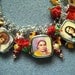 Catholic Saints Red Orange Roses Loaded Charm Bracelet