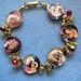 Catholic Virgin Mary Gold Red Crystal Portrait Link Bracelet Handmade