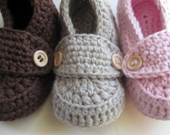 Baby Booties, Crib Shoes, Cotton Loafers, slippers // Many sizes and colors to choose from // Pregnancy Announcement, Baby Shower gift