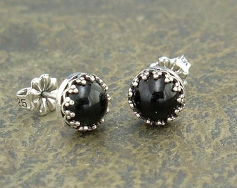 Black Onyx Earrings - Onyx Stud Earrings in Sterling Silver