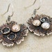 Dinosaur Eggs Pearl Earrings - Sterling Silver Rustic Egg Nest Earrings