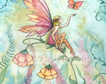 Fantasy Flower Fairy Fine Art Print by Molly Harrison 'Free' 12 x 16 Original Print - Fairies, Faery, Flower Fairy, Illustration