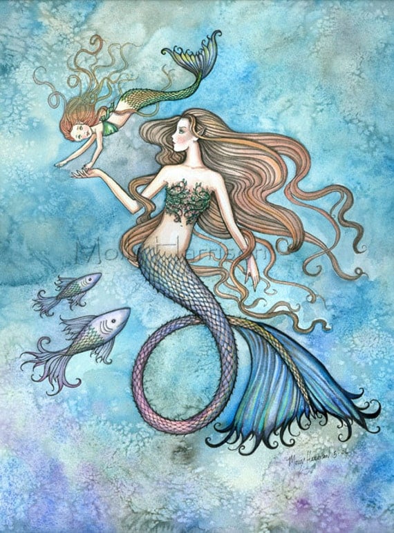 Sanctity of Motherhood Mermaid Mother and Daughter Fine Art