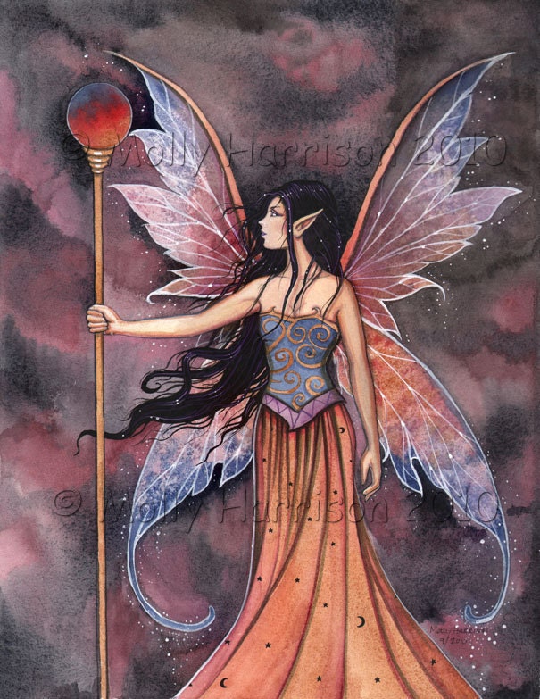 Fairy Print Ball of Fire Fairy Art Print 9 x 12 Archival