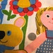 RESERVED FOR BICHONBUDDIES - 1 yard - Vintage Children's Print - Canvas Material - Doll and Animals for a Supercute 70s Inspired Nursery