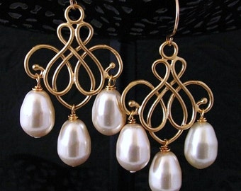 Ivory Pearl Chandelier Earrings