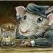 Patricia the rat drinking Baileys on a quiet night out - large fridge magnet - featuring print of a drawing by Tanya Bond