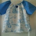 Winnie The Pooh Blue Toile and Dots Peasant Top in Size 3T