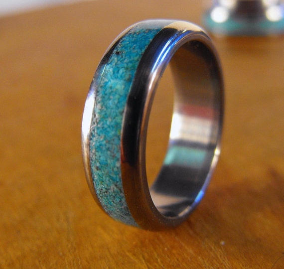 Titanium Ring Turquoise Ring Wedding Ring Mens Ring Womens