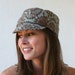 Relax Cap Womens Hats, Military Hat - Brown and Blue Floral Cotton Hat
