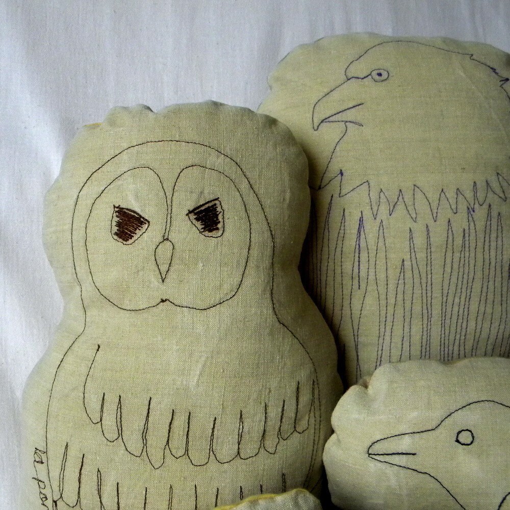 Owl. embroidered decorative throw pillow