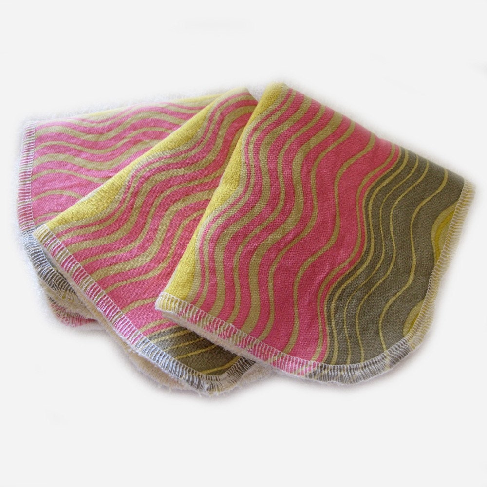 Baby Soft Cotton Terry Cloth Washcloths Pink Sunset Wave
