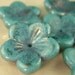 Czech Glass Beads - 16mm Large Flat Flowers Turquoise Luster