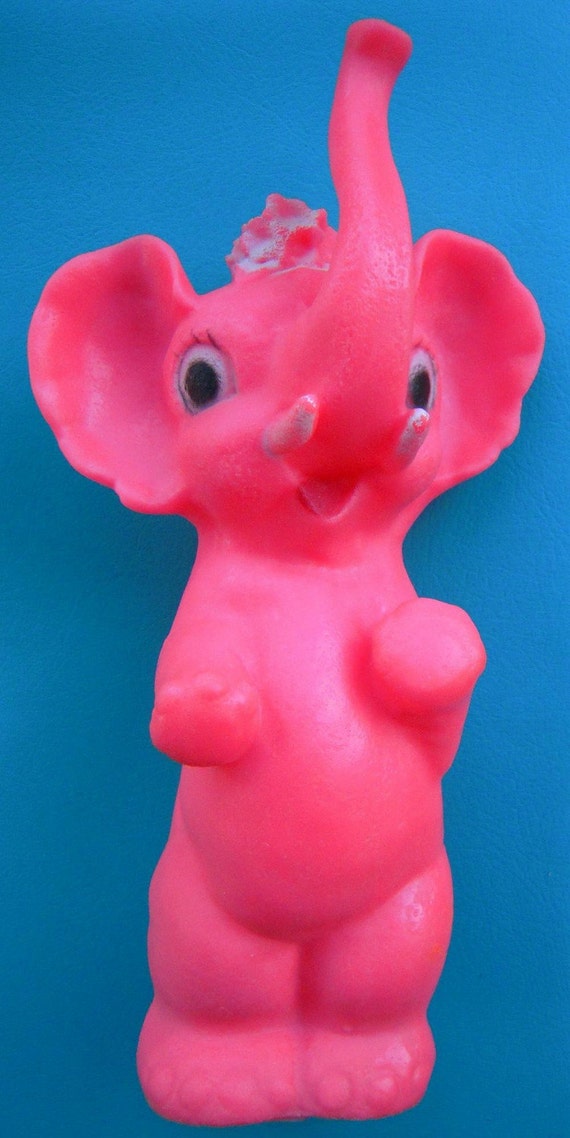 pink elephant squeaky dog toy