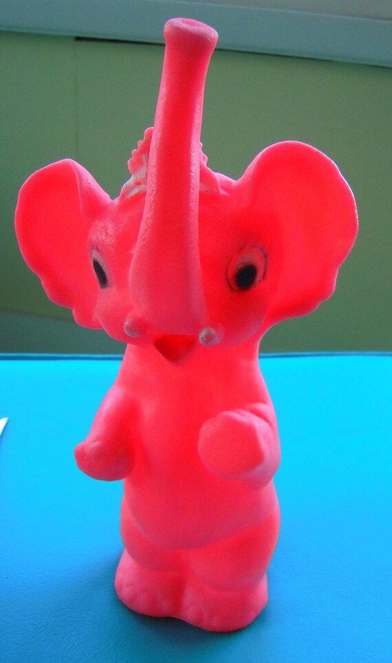 pink elephant squeaky dog toy