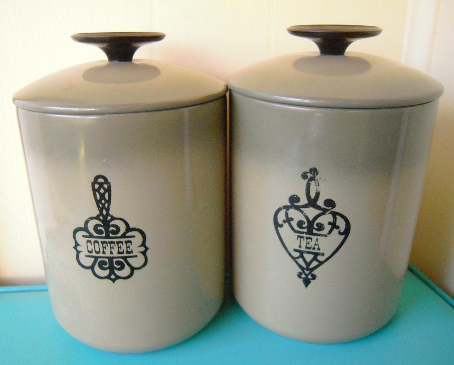 vintage coffee and tea canister set