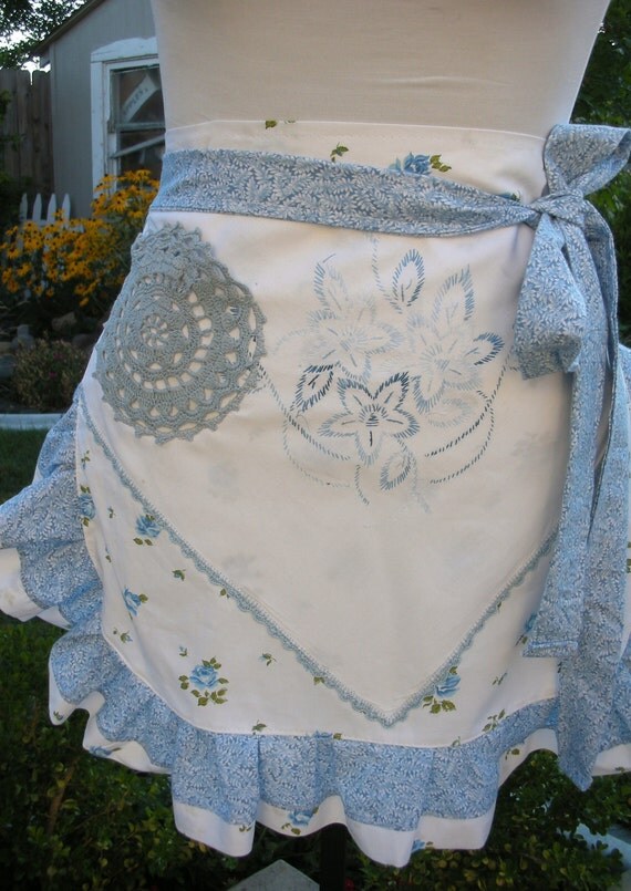 items similar to aprons womens shabby chic aprons blue aprons aprons with rose fabrics items similar to aprons womens shabby chic aprons blue aprons aprons with rose fabrics