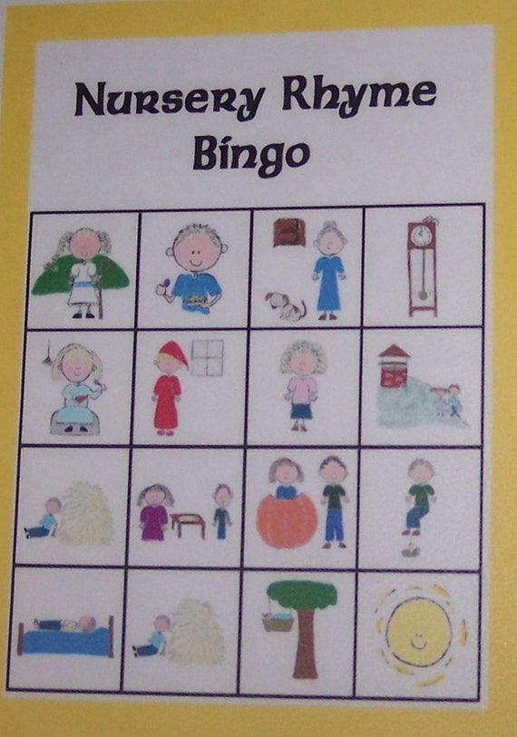 Items Similar To Nursery Rhymes Bingo Game On Etsy