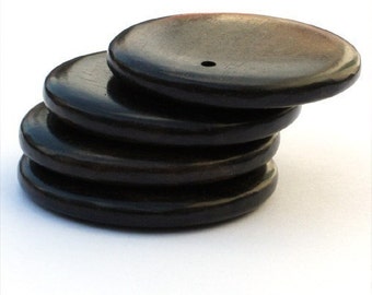 Tiger Ebony 35mm Flat Round Pendants, set of 4