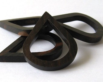Tiger Ebony Flat Teardrop Components, 30x40mm, top-drilled, set of 4